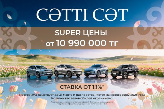 Уникальная программа «Сәтті сәт». SUPER цены от 10 990 000 тг.
